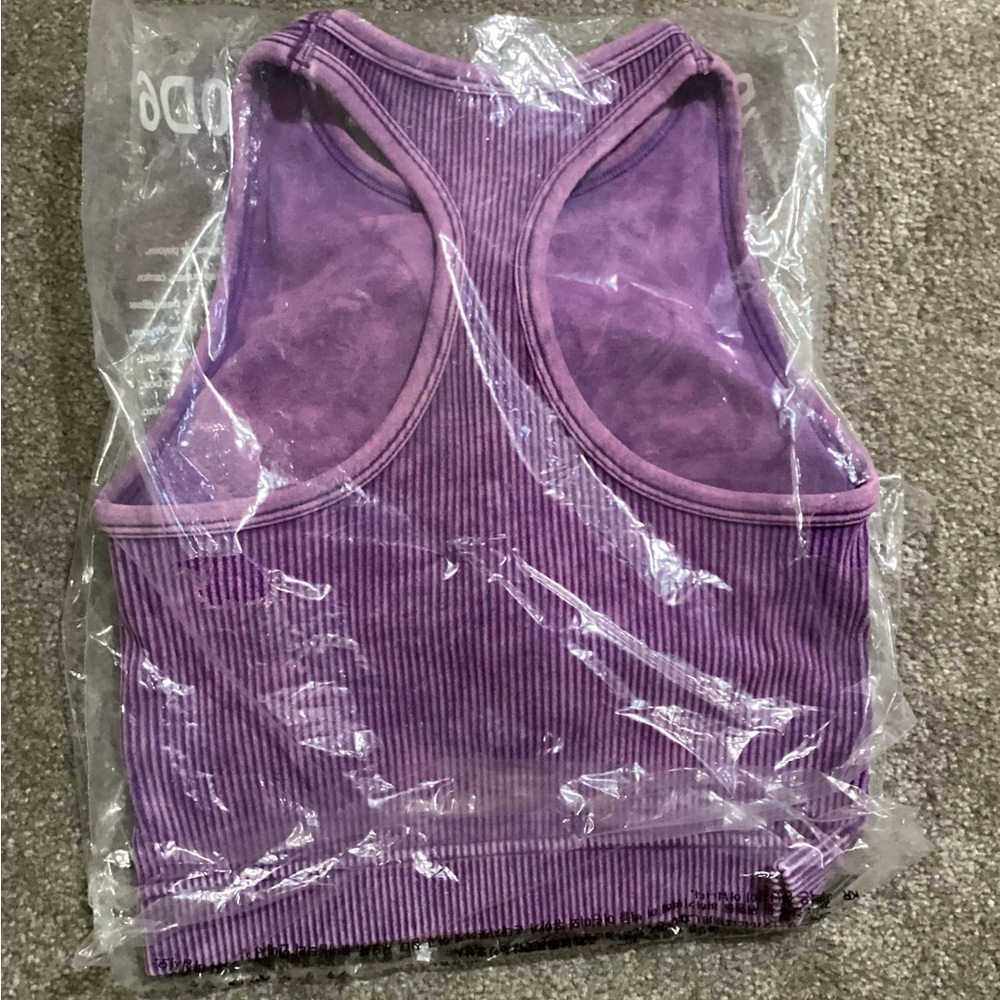 Zenana Purple Ribbed Women’s Tank Top/Bralette - Picture 2 of 2